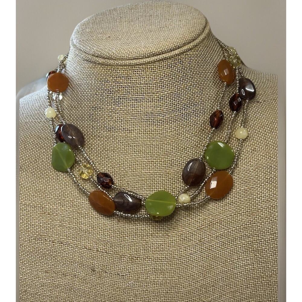 Multi Strand Beaded Necklace By Drema. Measures 20"